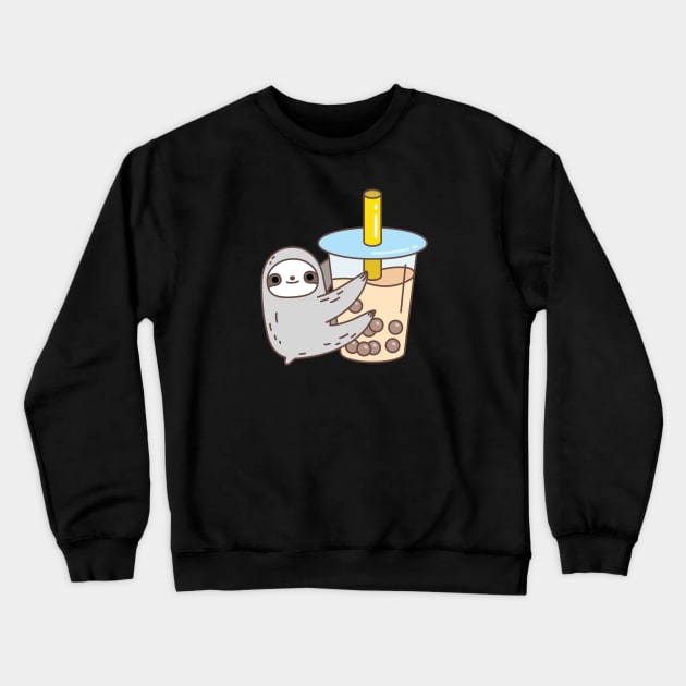 Sloth loves bubble tea Crewneck Sweatshirt by Noristudio